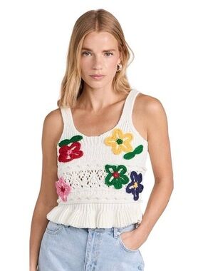 Blank NYC floral crochet tank